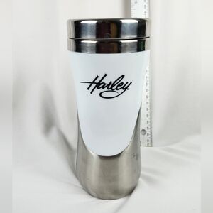 Glass America Stainless Steel Harley Davidson Coffee Travel Cup. White.